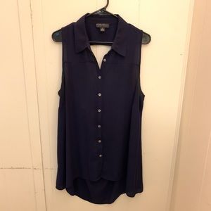 Plus Size Sleeveless Button Down w/ Cowl Back
